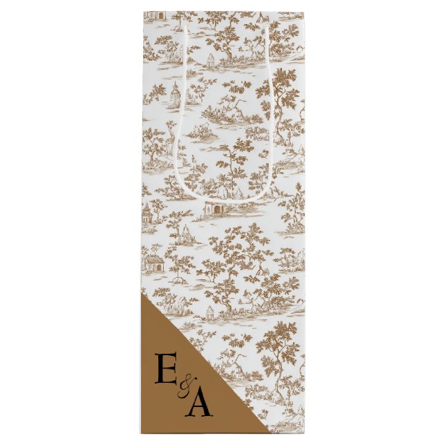 Copper / Mocha Mousse Toile, Wine Gift Bag (Front)