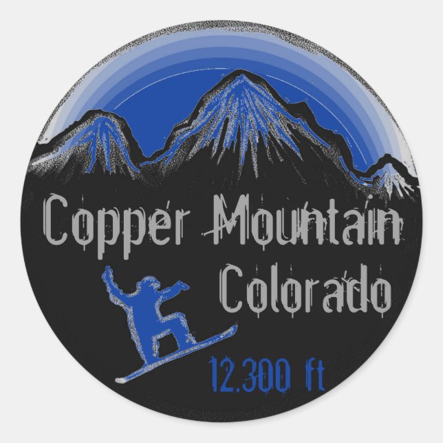 Copper Mountain Colorado blue snowboard stickers (Front)