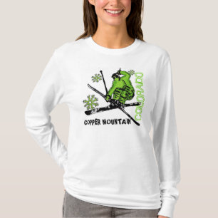 Copper Mountain Colorado green skier ladies hoodie T-Shirt