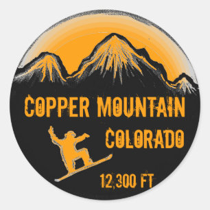 Copper Mountain Colorado orange snowboard stickers