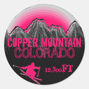 Copper Mountain Colorado pink ski art stickers