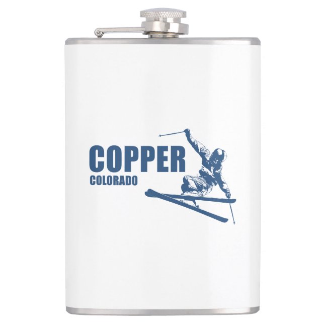 Copper Mountain Colorado Skier Hip Flask (Front)