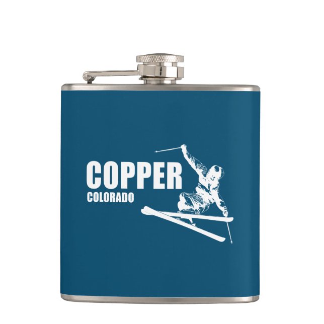 Copper Mountain Colorado Skier Hip Flask (Front)