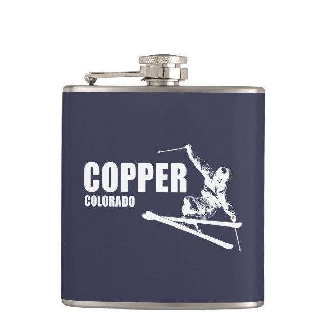 Copper Mountain Colorado Skier Hip Flask (Front)