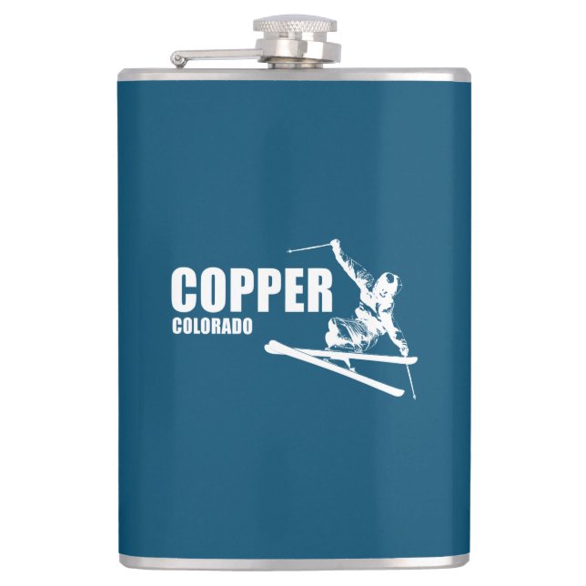 Copper Mountain Colorado Skier Hip Flask (Front)