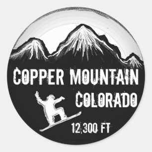 Copper Mountain Colorado white snowboard stickers