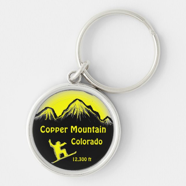 Copper Mountain Colorado yellow snowboard keychain (Front)