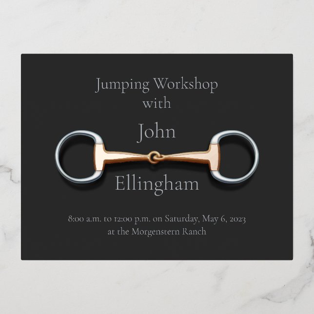 Copper Mouth Eggbutt Snaffle Bit Equestrian Event Foil Invitation Postcard (Front)
