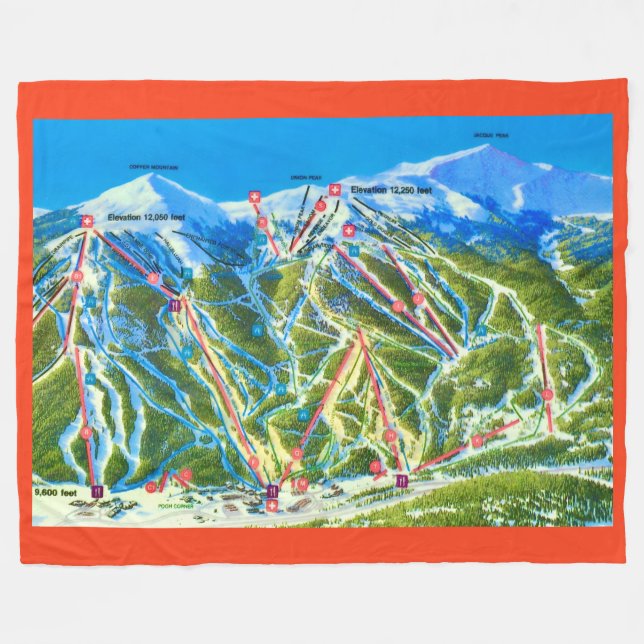 Copper Mtn Ski Slopes Fleece Blanket (Front (Horizontal))