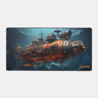 Copper Nautilus: Steampunk Submarine Desk Mat