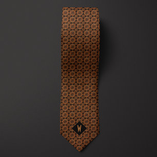 Copper on Black Mandala Monogram Tie