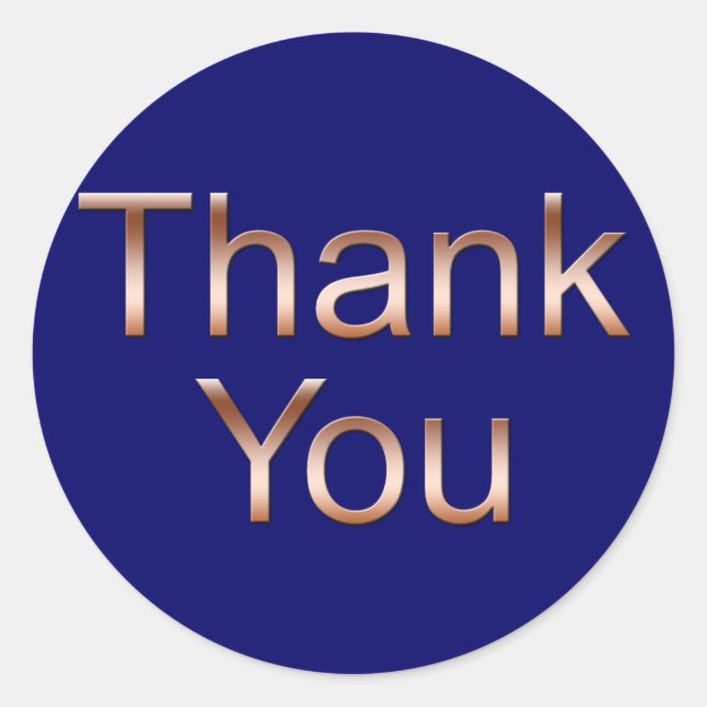 Copper on Dark Blue Thank You Stickers (Front)