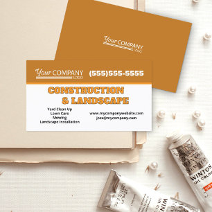 Copper Orange, Brown Landscape Lawn Care Service Business Card