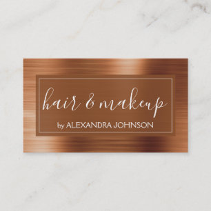 Copper Orange Foil Modern Brushed Metal Business Card