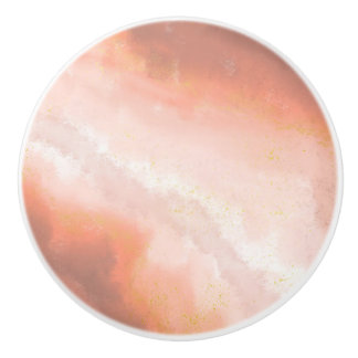 Copper, orange & pink printed ceramic knobs