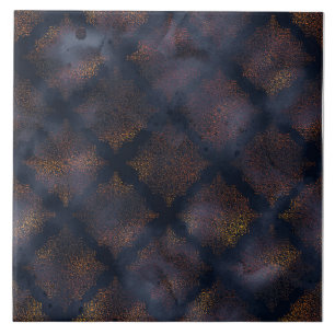 Copper Patina Damask Watercolor Pattern  Ceramic Tile