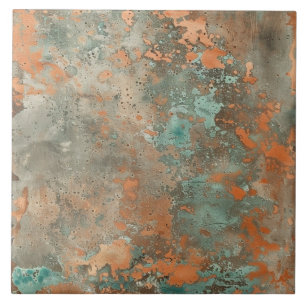 Copper Patina Metallic Rustic  Ceramic Tile