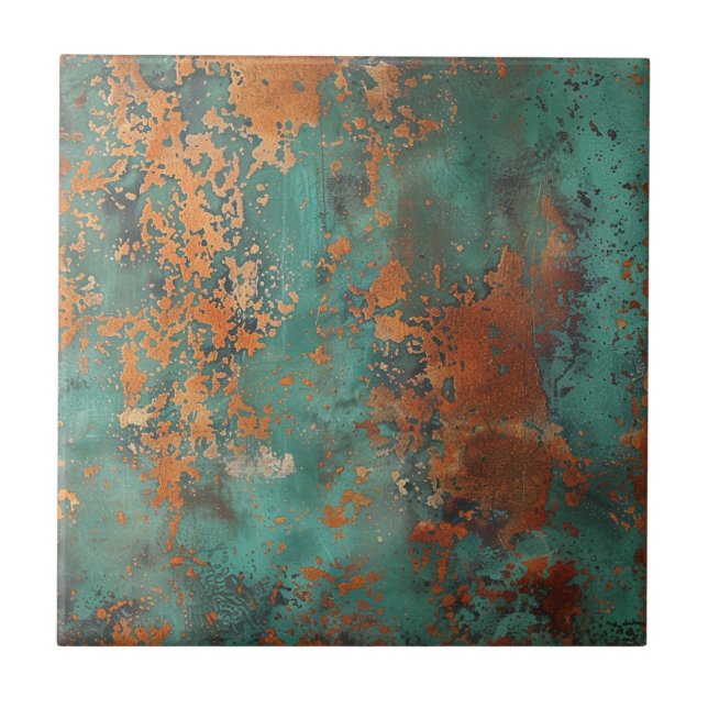Copper Patina Metallic Rustic  Ceramic Tile (Front)