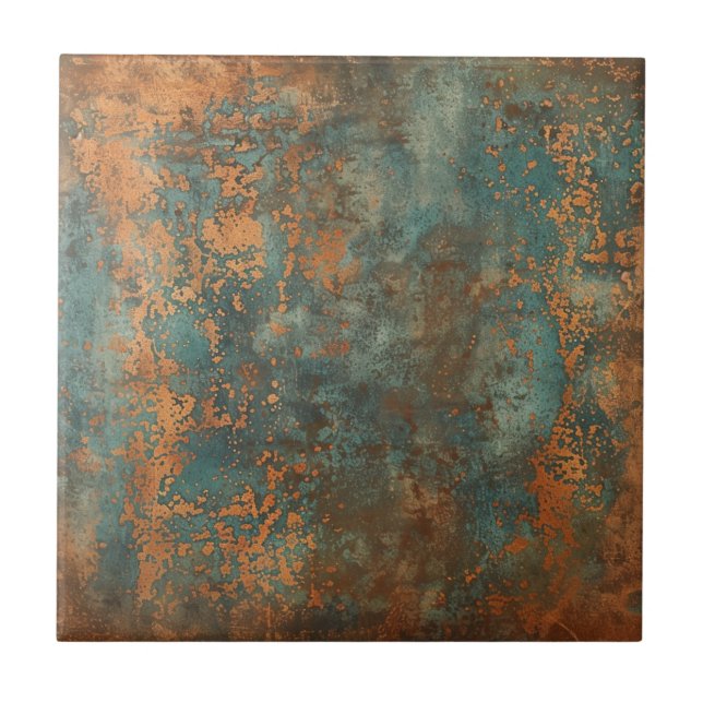 Copper Patina Metallic Rustic  Ceramic Tile (Front)