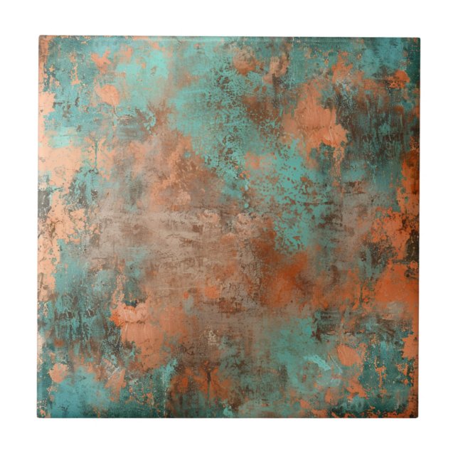 Copper Patina Metallic Rustic  Ceramic Tile (Front)