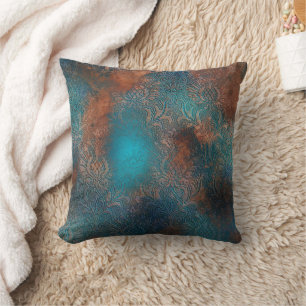 Copper Patina Rusted Damask Cushion