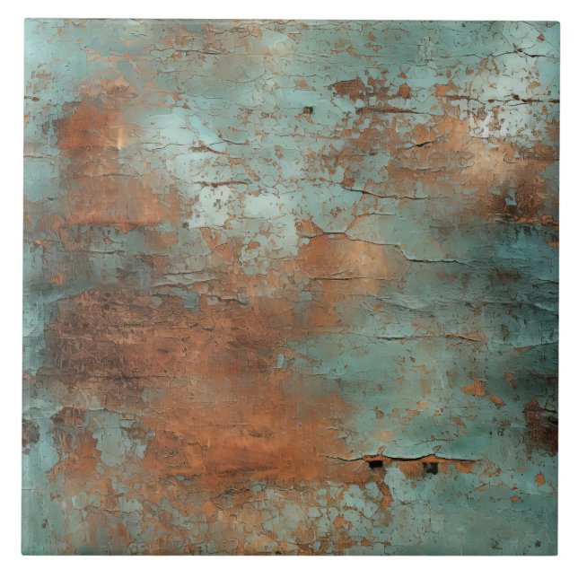 Copper Patina Rustic Metallic  Ceramic Tile (Front)