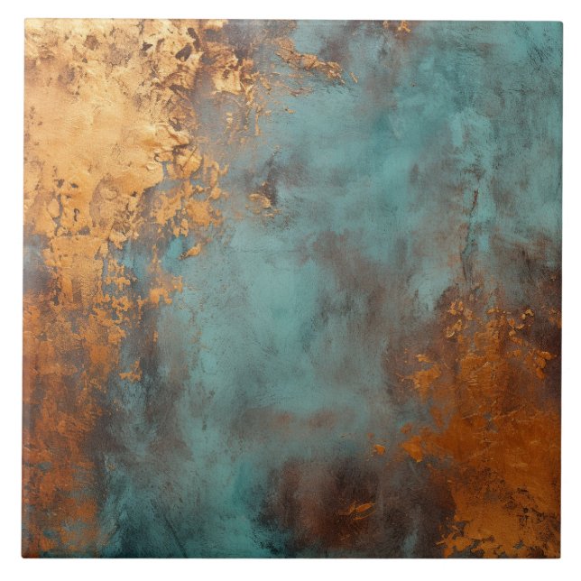 Copper Patina Rustic Metallic  Ceramic Tile (Front)