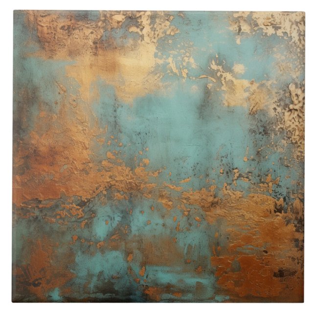 Copper Patina Rustic Metallic  Ceramic Tile (Front)