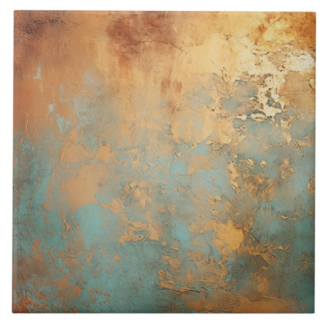 Copper Patina Rustic Metallic  Ceramic Tile (Front)
