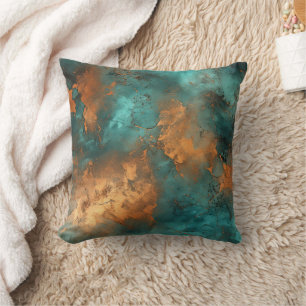 Copper Patina Rustic Metallic Cushion