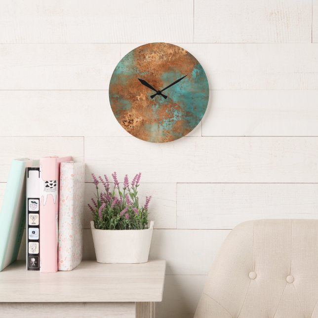 Copper Patina Rustic Metallic  Large Clock (Reading Room)
