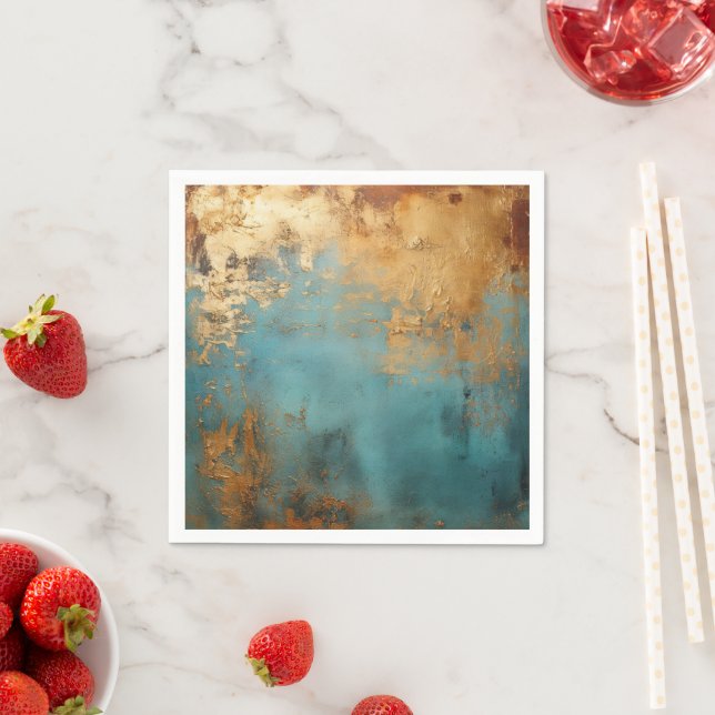 Copper Patina Rustic Metallic  Napkin (Insitu)