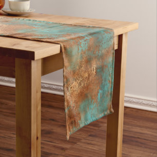 Copper Patina Rustic Metallic  Short Table Runner