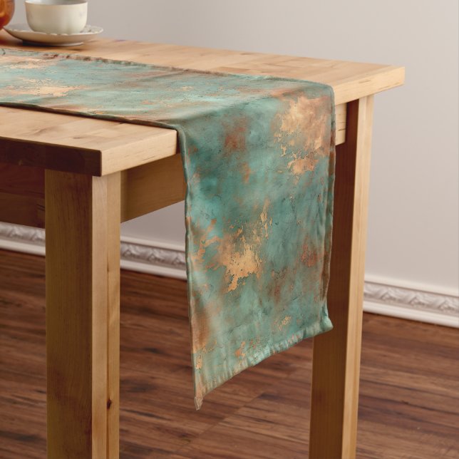 Copper Patina Rustic Metallic  Short Table Runner (In Situ)