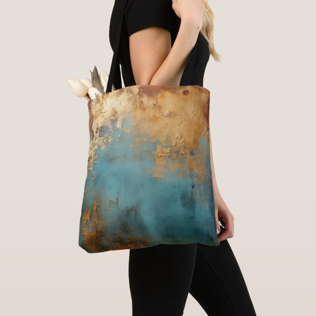 Copper Patina Rustic Metallic  Tote Bag (Close Up)