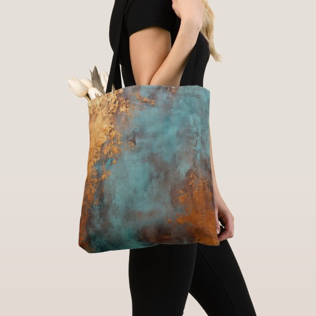 Copper Patina Rustic Metallic  Tote Bag (Close Up)