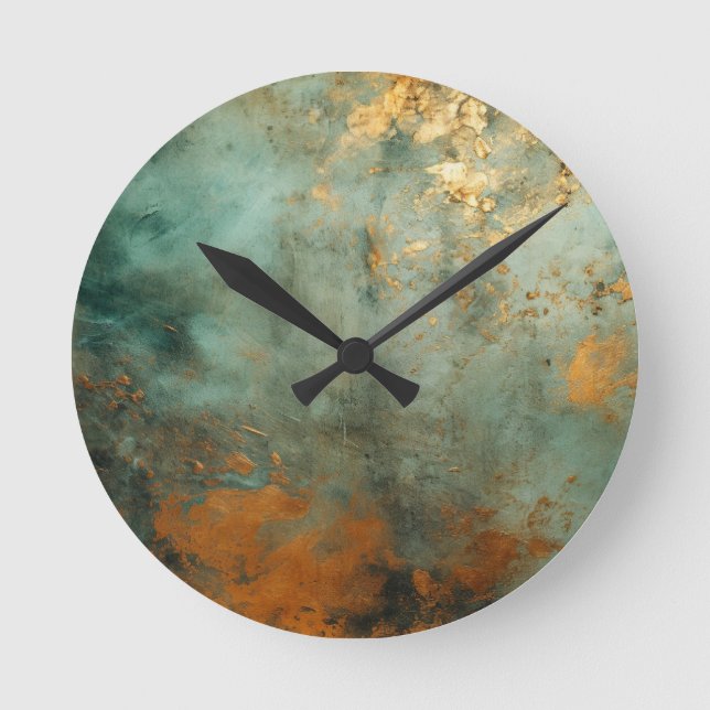 Copper Patina Rustic Round Clock (Front)
