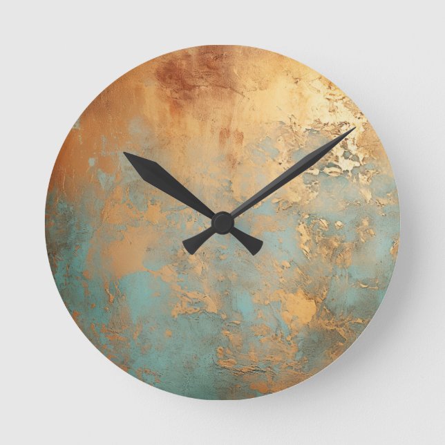 Copper Patina Rustic Round Clock (Front)