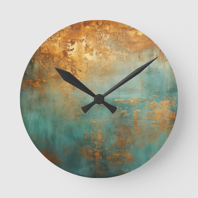 Copper Patina Rustic Round Clock (Front)