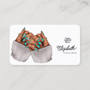 Copper Patina Turquoise Grunge Black Woman Salon Business Card