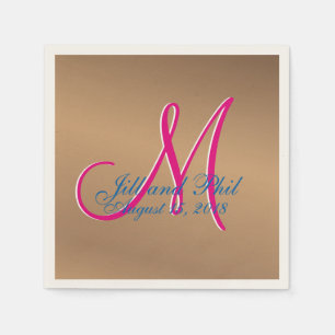 Copper Pecan Bronze Light 3d Monogram Napkin
