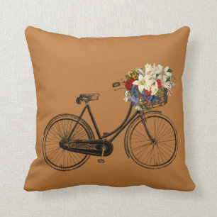 Copper penny bicycle flower Throw pillow