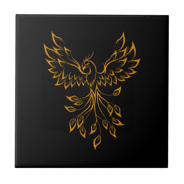 Copper Phoenix  Ceramic Tile (Front)
