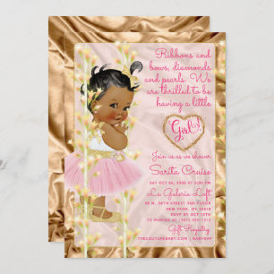 Copper Pink & Gold Baby Girl Baby Shower Invitation