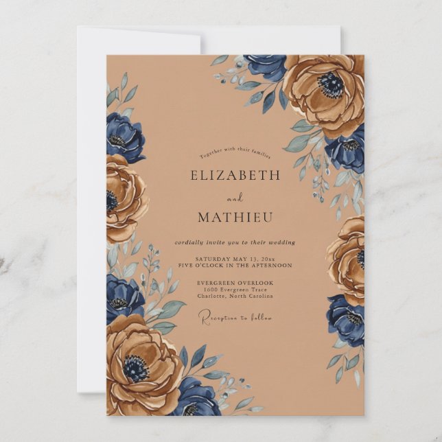 Copper Polished Autumnal Wedding Invitation (Front)