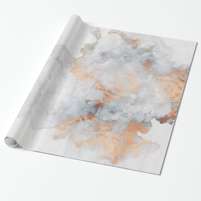Copper Quarry Gray Granite Stone Watercolor Wrapping Paper (Unrolled)