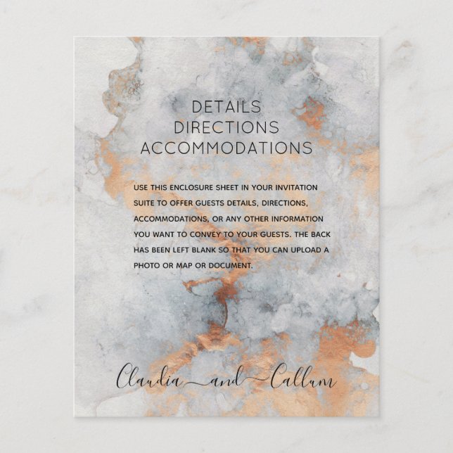 Copper Quarry Wedding Details Accommodations (Front)