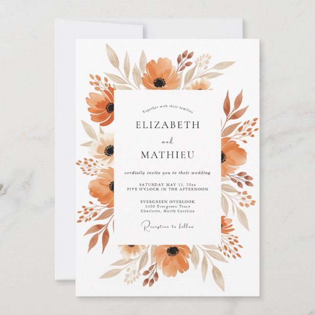 Copper Radiant Autumnal Wedding Invitation (Front)
