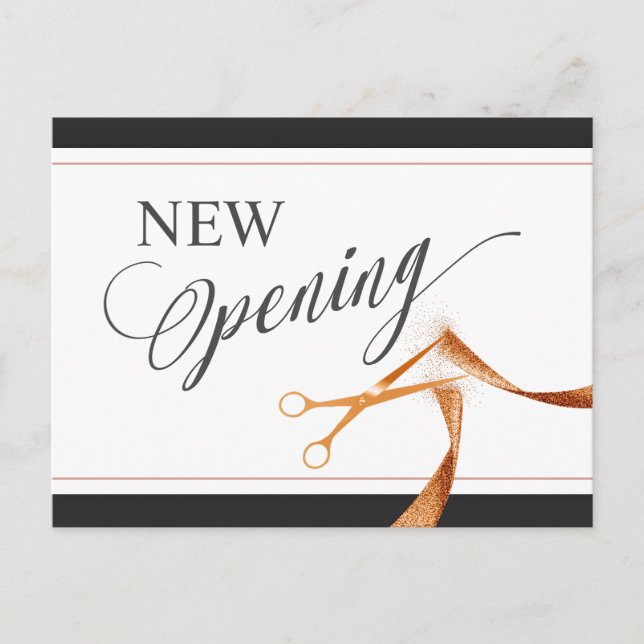Copper Ribbon and Scissors NEW Opening Invitation (Front)