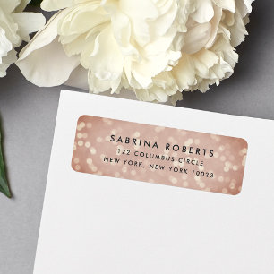 Copper Rose Bokeh Return Address Label
